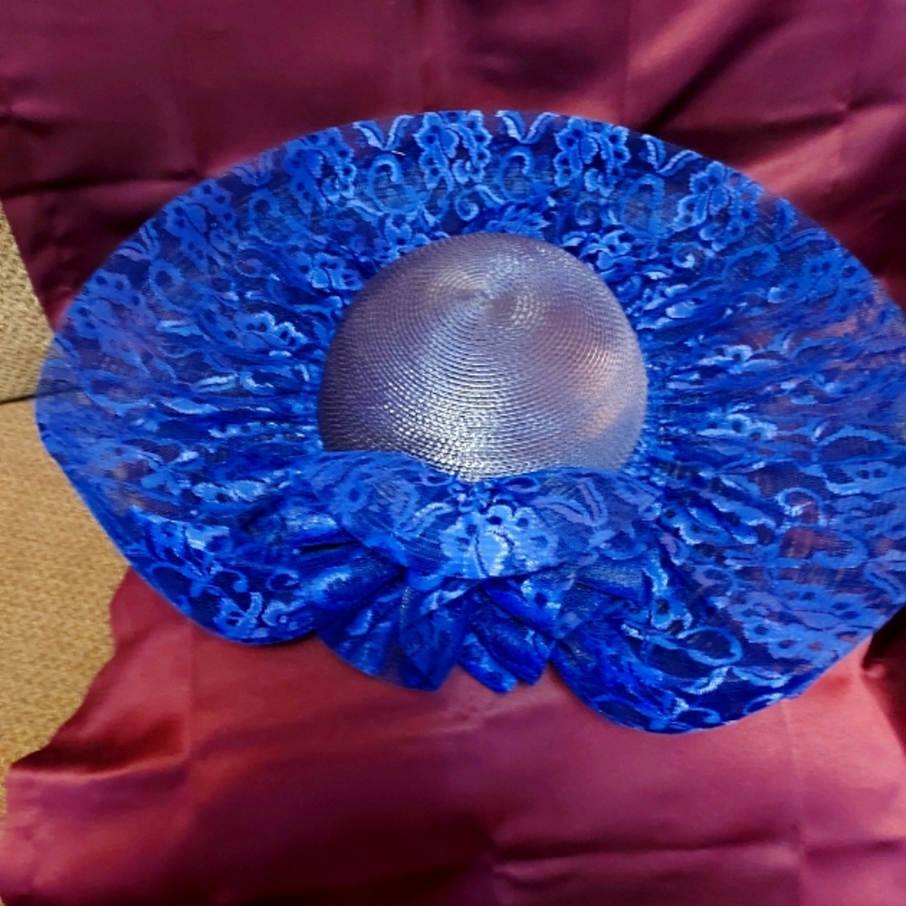 Large blue women church hat